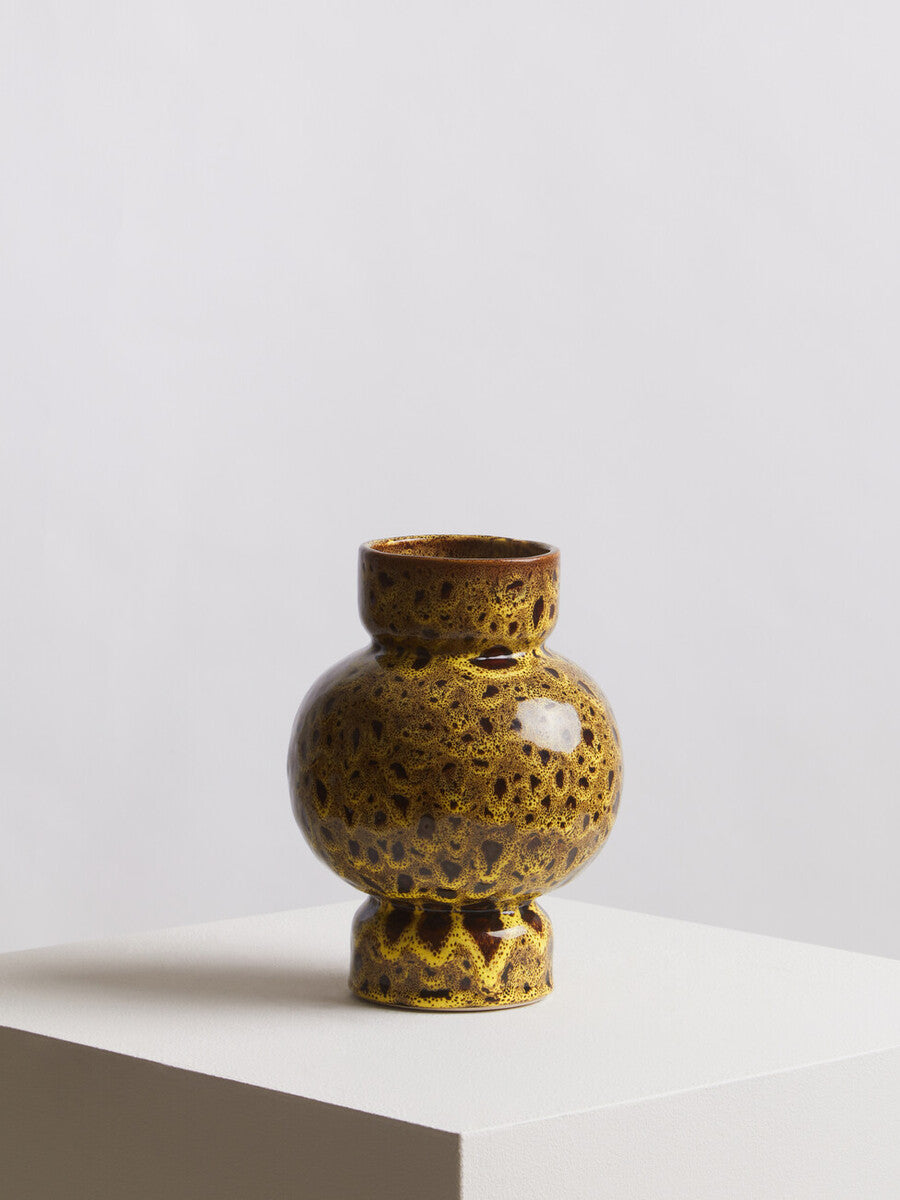 Orsina Yakira Small Ceramic Vase – Brown Speckled Modern Sculptural Decor