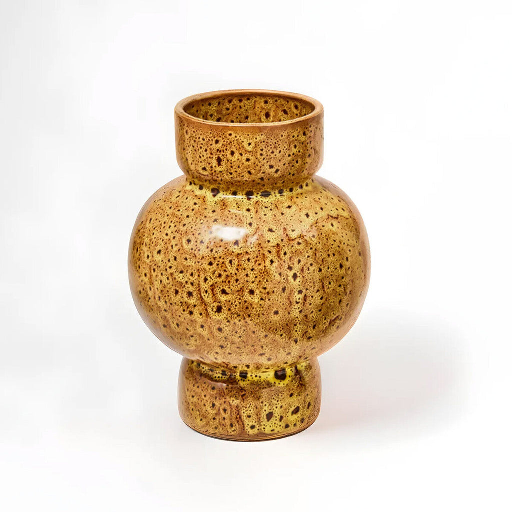 Orsina Yakira Small Ceramic Vase – Brown Speckled Modern Sculptural Decor