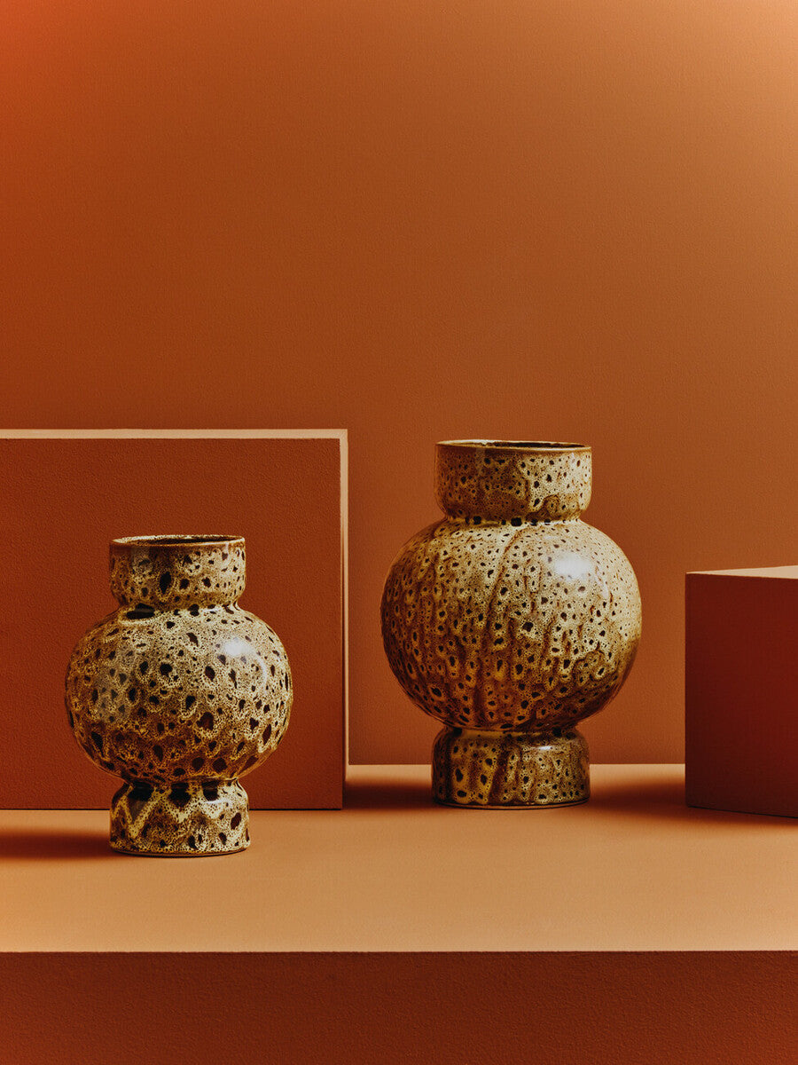 Orsina Yakira Small Ceramic Vase – Brown Speckled Modern Sculptural Decor