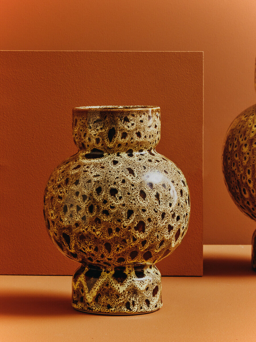Orsina Yakira Small Ceramic Vase – Brown Speckled Modern Sculptural Decor