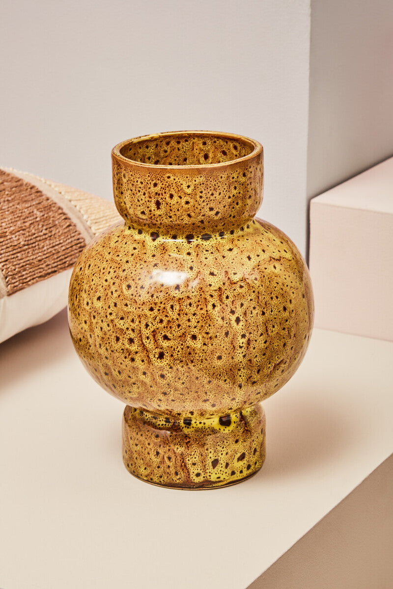 Orsina Yakira Small Ceramic Vase – Brown Speckled Modern Sculptural Decor