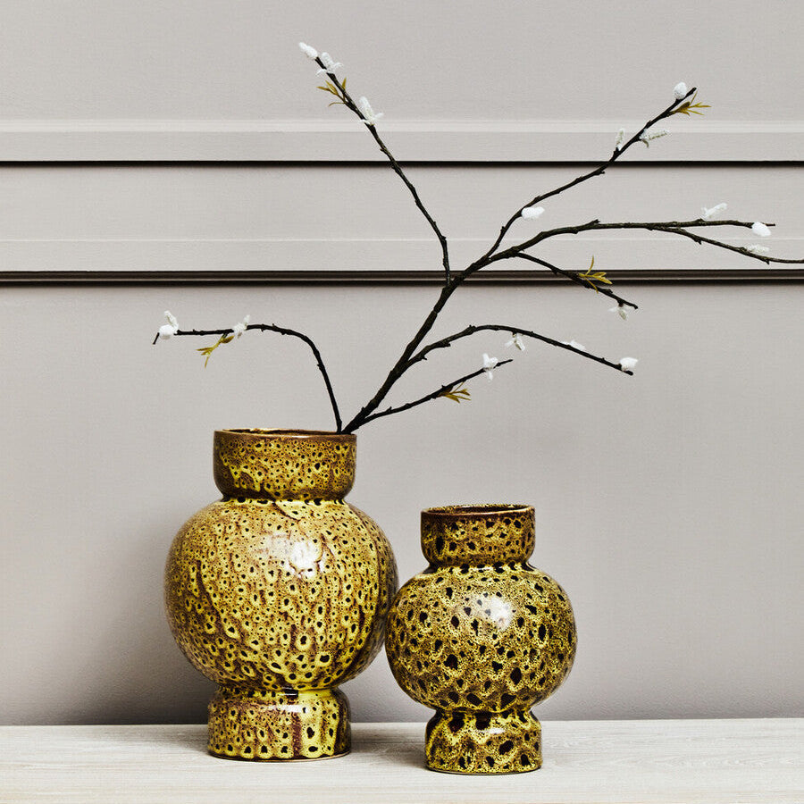 Orsina Yakira Small Ceramic Vase – Brown Speckled Modern Sculptural Decor