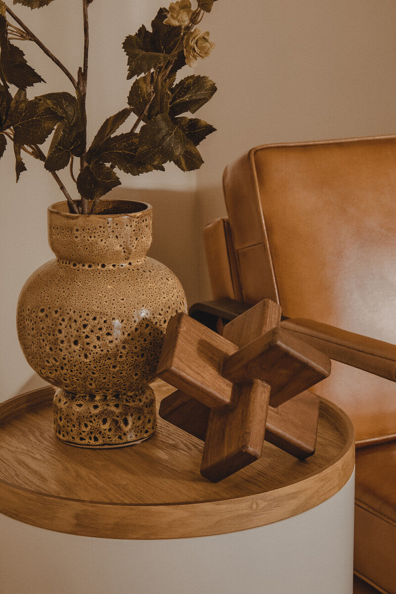 Orsina Yakira Small Ceramic Vase – Brown Speckled Modern Sculptural Decor