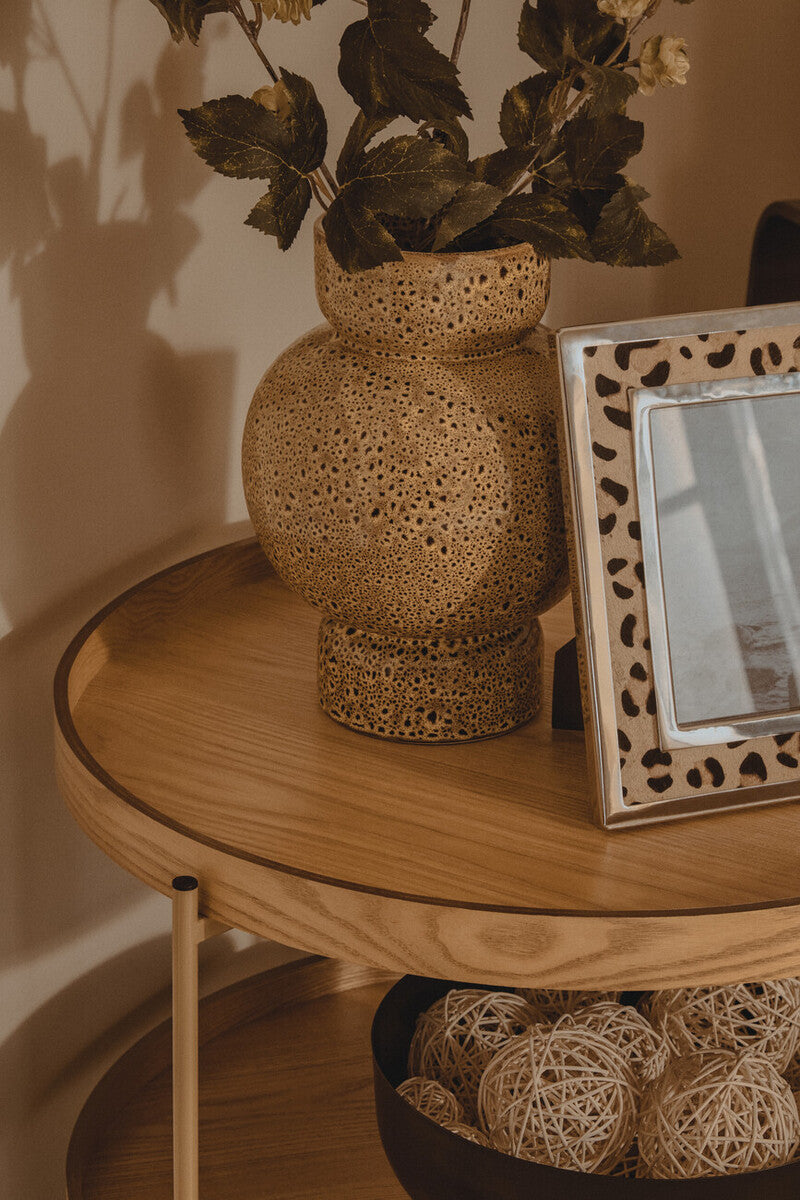 Orsina Yakira Small Ceramic Vase – Brown Speckled Modern Sculptural Decor