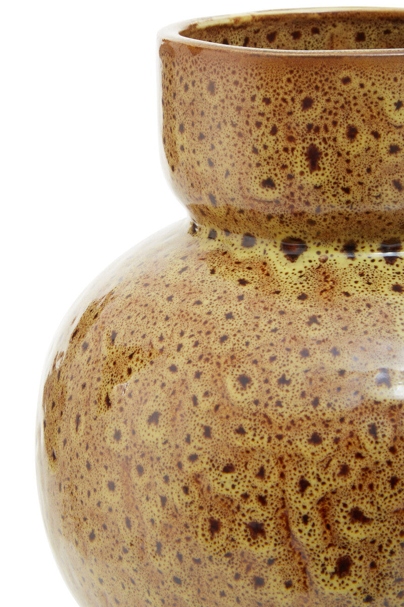 Orsina Yakira Small Ceramic Vase – Brown Speckled Modern Sculptural Decor