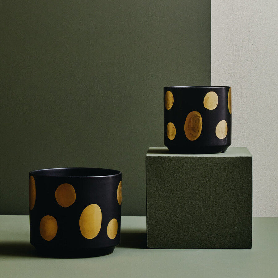 Orsina Yuri Ceramic Planter – Black and Gold Indoor Modern Plant Pot