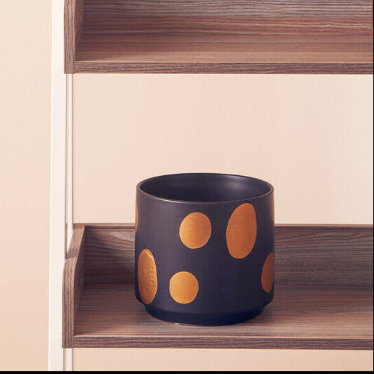 Orsina Yuri Ceramic Planter – Black and Gold Indoor Modern Plant Pot