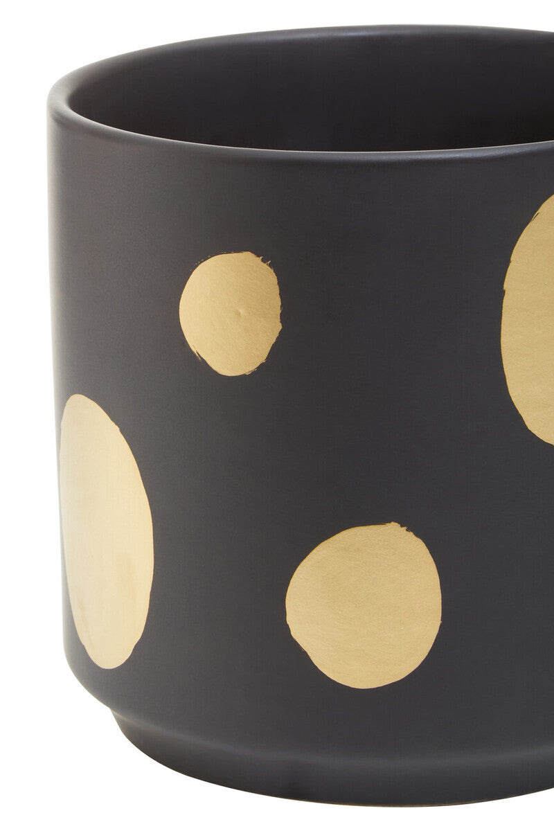 Orsina Yuri Ceramic Planter – Black and Gold Indoor Modern Plant Pot