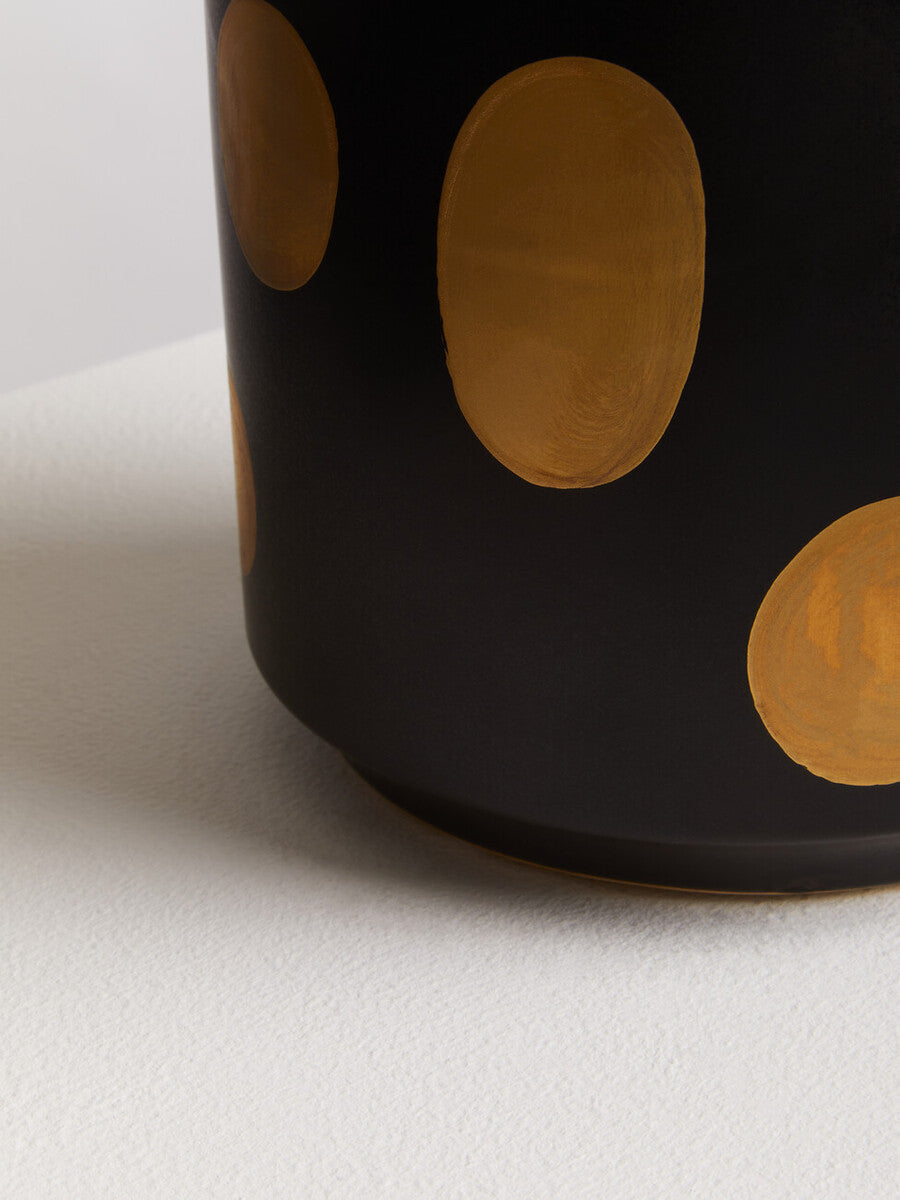Orsina Yuri Large Ceramic Planter – Matte Black and Gold Indoor Pot