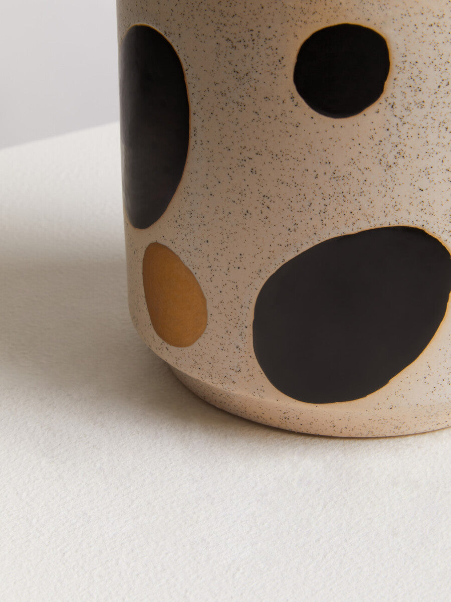 Orsina Yuri Small Ceramic Planter – Matte White with Gold Accents
