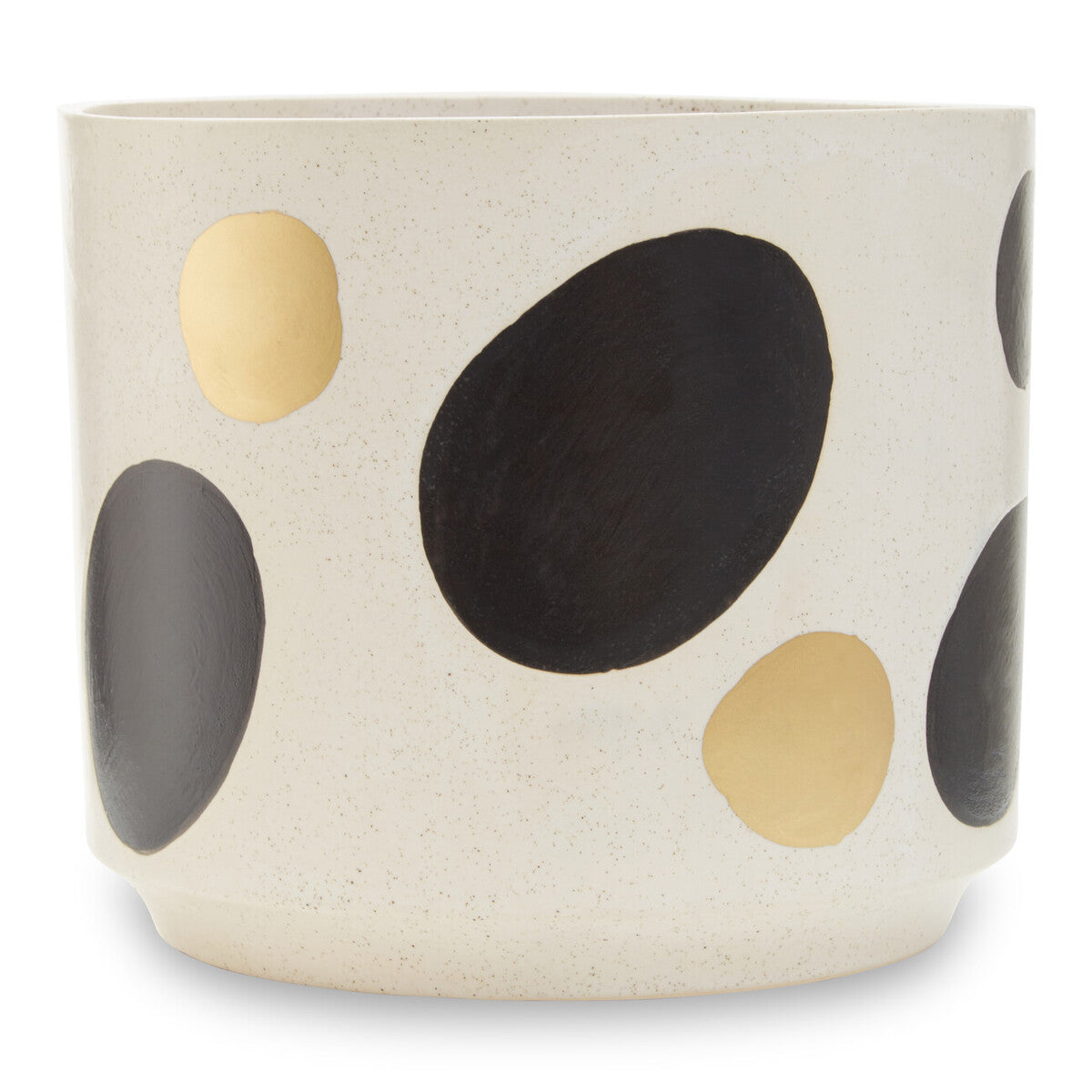 Orsina Yuri White and Gold Spotted Ceramic Planter – Modern Indoor Pot