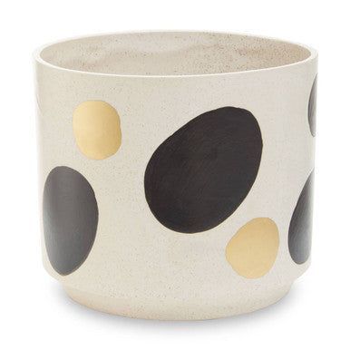 Orsina Yuri White and Gold Spotted Ceramic Planter – Modern Indoor Pot