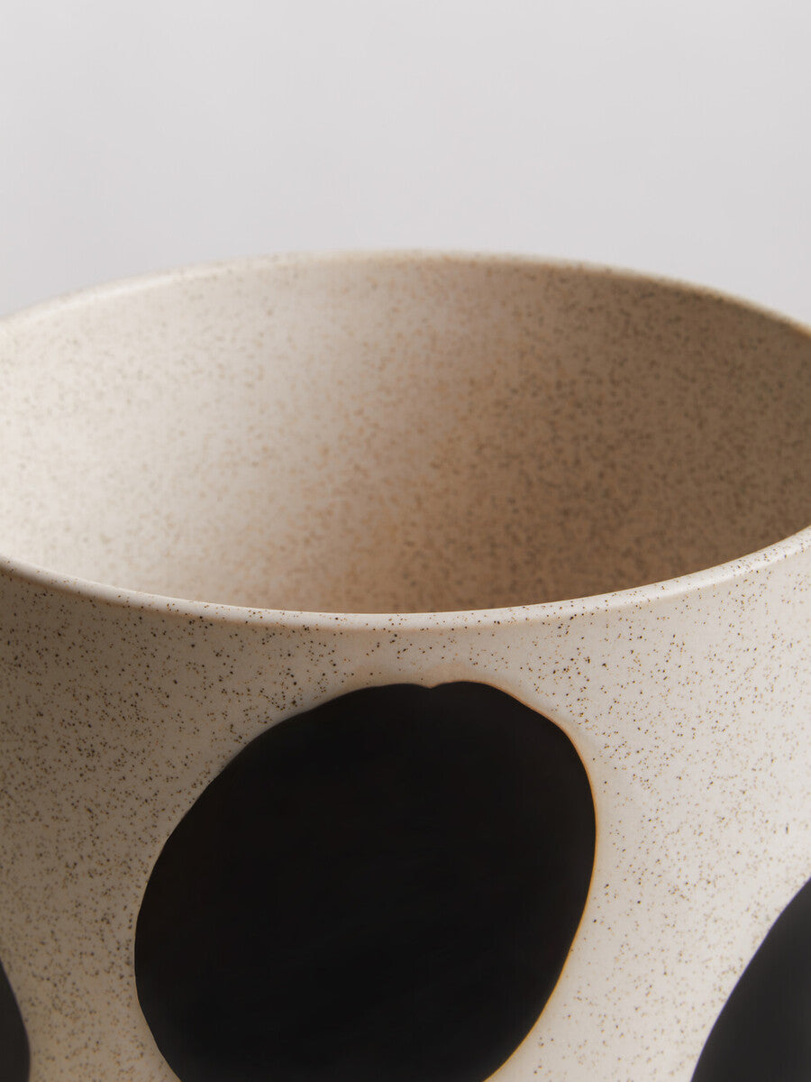 Orsina Yuri White and Gold Spotted Ceramic Planter – Modern Indoor Pot
