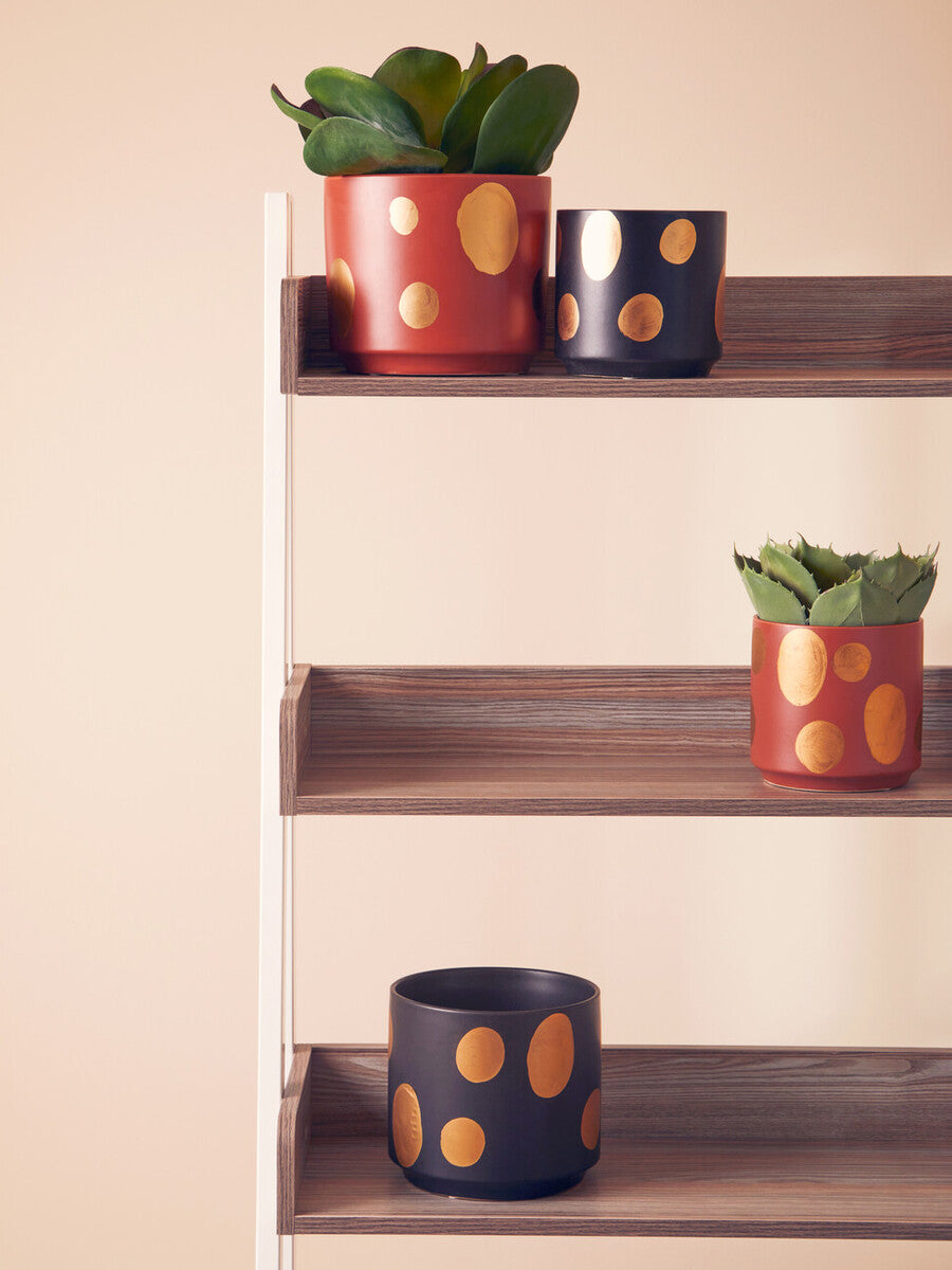 Orsina Yuri Small Terracotta Planter – Gold Spotted Indoor Pot