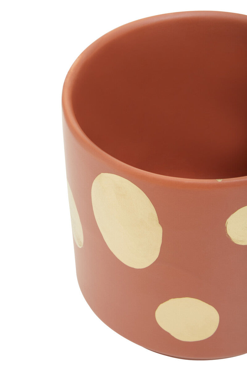 Orsina Yuri Small Terracotta Planter – Gold Spotted Indoor Pot