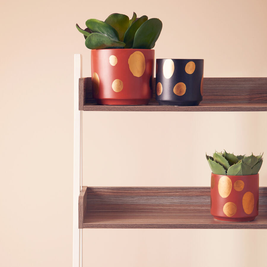 Orsina Large Terracotta Planter – Gold Spotted Ceramic Indoor Pot