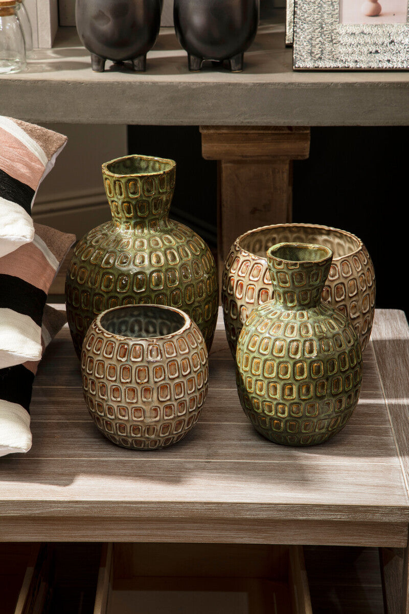 Orsina Yana Small Green Ceramic Vase – Round Bottle Flower Vase