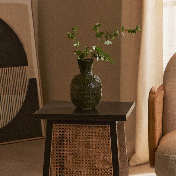 Orsina Yana Small Green Ceramic Vase – Round Bottle Flower Vase