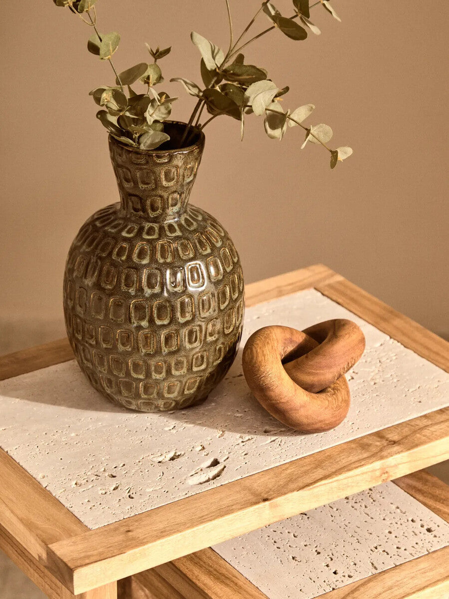 Orsina Yana Small Green Ceramic Vase – Round Bottle Flower Vase