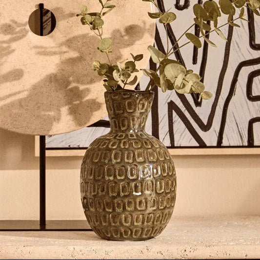 Orsina Yana Small Green Ceramic Vase – Round Bottle Flower Vase