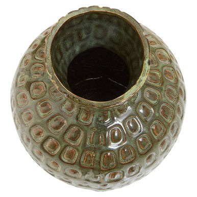 Orsina Yana Large Green Ceramic Vase – Textured Stoneware Centerpiece