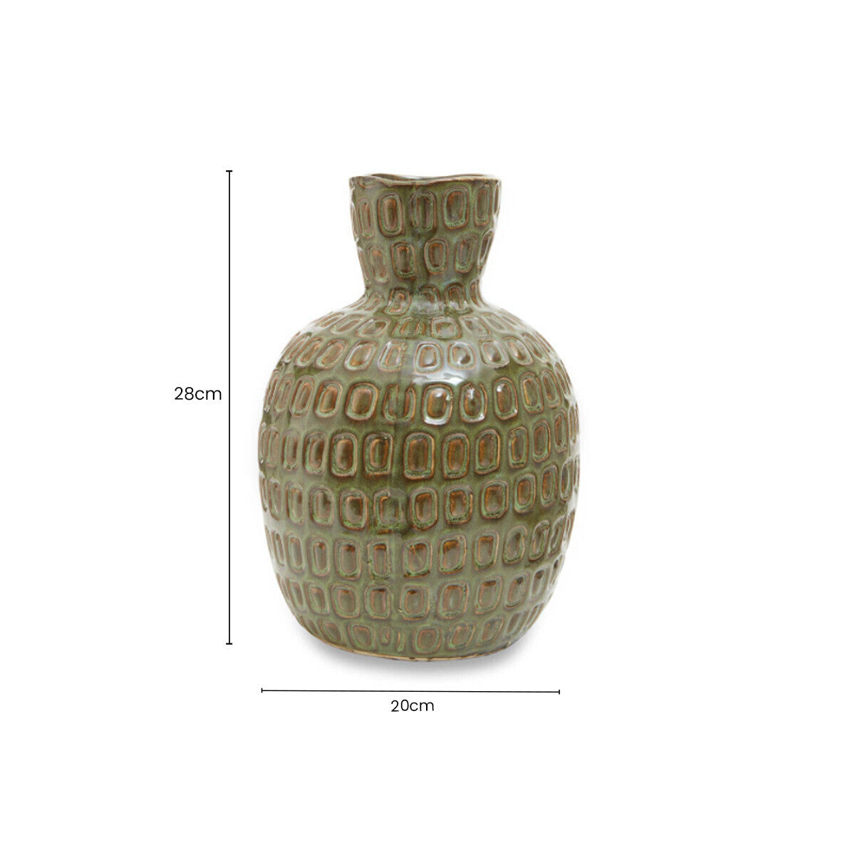 Orsina Yana Large Green Ceramic Vase – Textured Stoneware Centerpiece