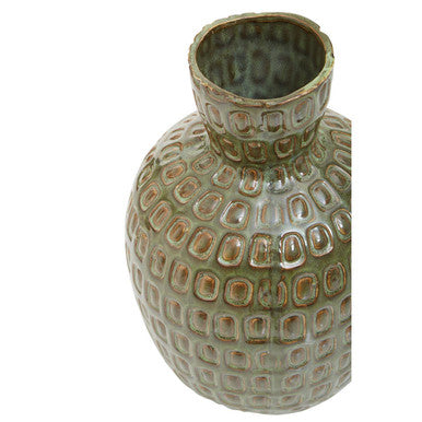 Orsina Yana Large Green Ceramic Vase – Textured Stoneware Centerpiece