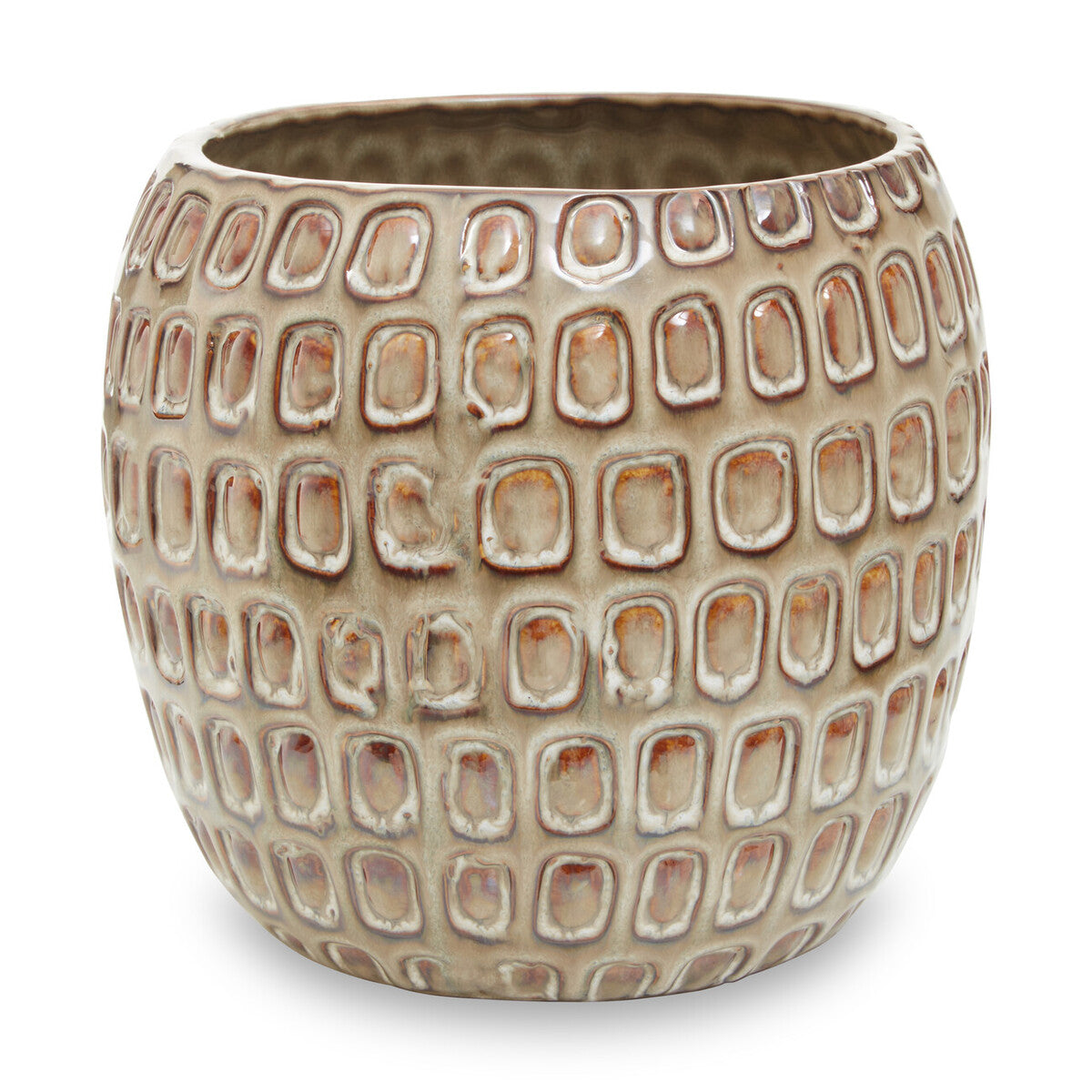 Orsina Yana Large Ceramic Planter – Cream Textured Indoor Pot