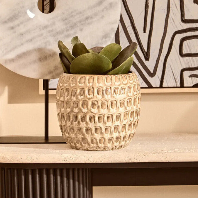 Orsina Yana Large Ceramic Planter – Cream Textured Indoor Pot