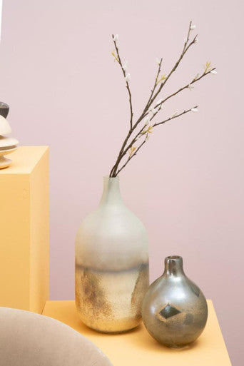 Orsina Bikar Silver Glass Vase – Handcrafted Minimalist Floral Vessel