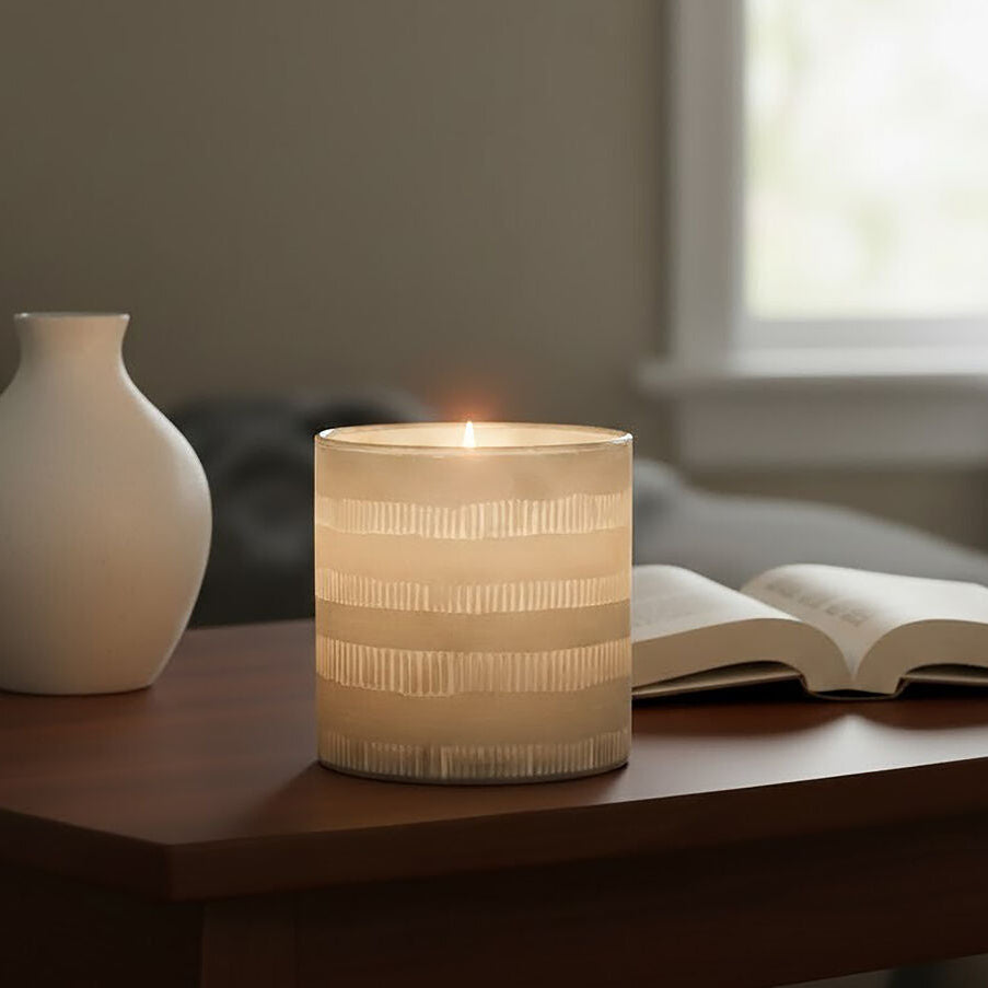 Orsina Briella Small Silver Glass Candle Holder | Geometric Decor