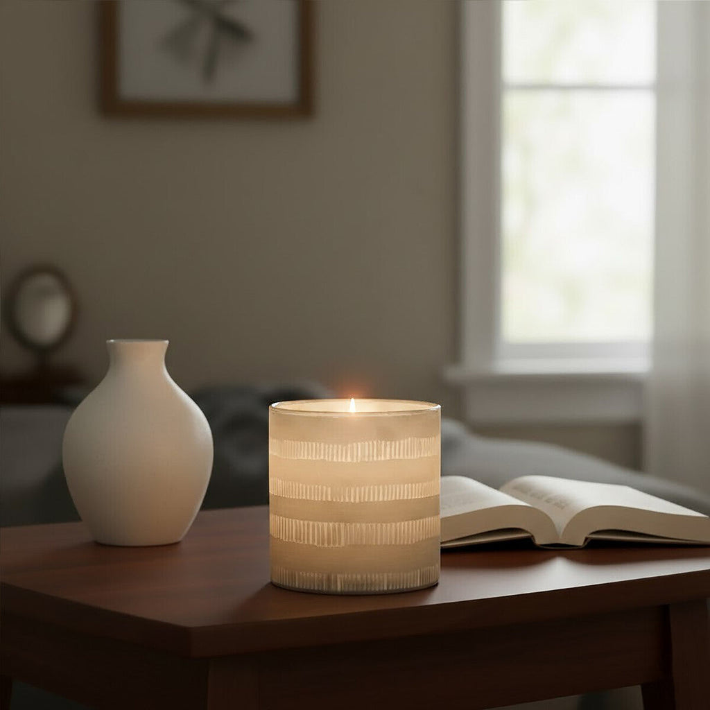 Orsina Briella Small Silver Glass Candle Holder | Geometric Decor