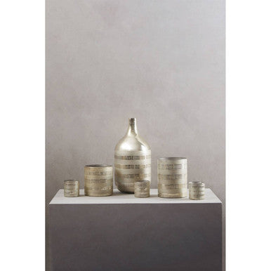 Orsina Briella Glass Vase – Tapered Silver and Copper Modern Decor