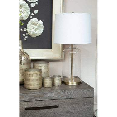 Orsina Briella Glass Vase – Tapered Silver and Copper Modern Decor