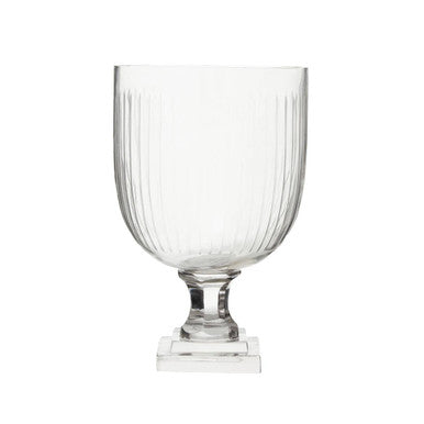 Orsina Cortina Small Glass Hurricane Candle Holder | Clear Pressed Glass
