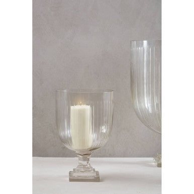 Orsina Cortina Small Glass Hurricane Candle Holder | Clear Pressed Glass
