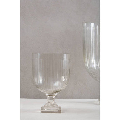 Orsina Cortina Small Glass Hurricane Candle Holder | Clear Pressed Glass