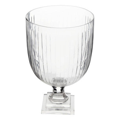 Orsina Cortina Medium Glass Hurricane Candle Holder | Pressed Clear Glass