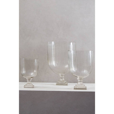 Orsina Cortina Medium Glass Hurricane Candle Holder | Pressed Clear Glass