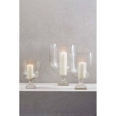 Orsina Cortina Medium Glass Hurricane Candle Holder | Pressed Clear Glass