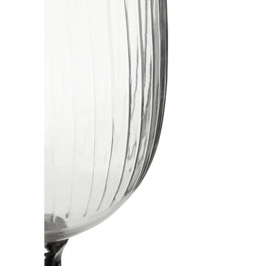 Orsina Cortina Medium Glass Hurricane Candle Holder | Pressed Clear Glass