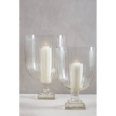 Orsina Cortina Large Glass Hurricane Candle Holder with Square Plinth