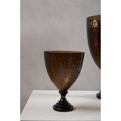Orsina Cortina Small Black Glass Candle Holder – Honeycomb Pattern