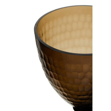 Orsina Cortina Small Black Glass Candle Holder – Honeycomb Pattern