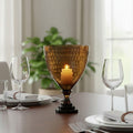 Orsina Cortina Small Black Glass Candle Holder – Honeycomb Pattern