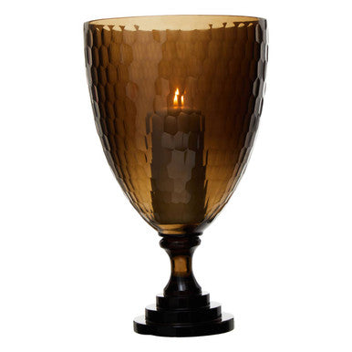 Orsina Cortina Medium Black Honeycomb Glass Candle Holder