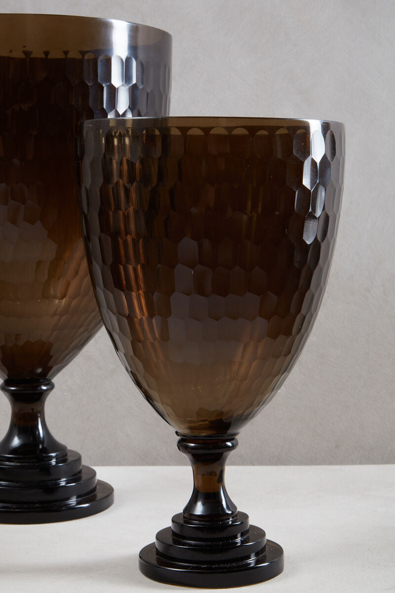 Orsina Cortina Medium Black Honeycomb Glass Candle Holder