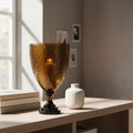 Orsina Cortina Medium Black Honeycomb Glass Candle Holder