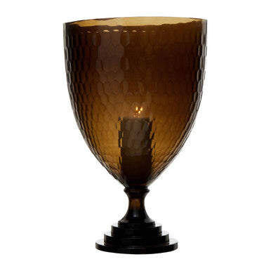 Orsina Cortina Large Black Honeycomb Glass Candle Holder