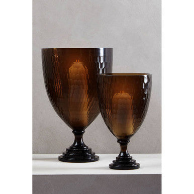 Orsina Cortina Large Black Honeycomb Glass Candle Holder